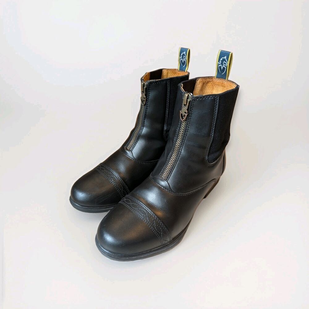 Moretta Clio Paddock Boots Women's 8 Black Leather Front Zip Equestrian Riding